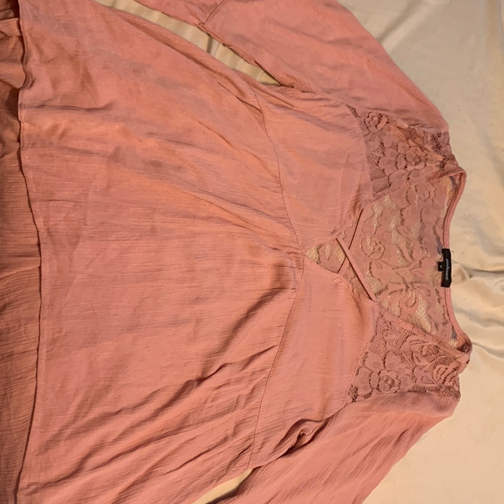 Baby pink blouse beautiful color to small for me now